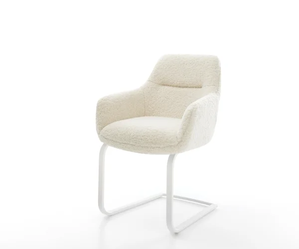 Freischwinger Pejo-Flex Teddystoff Beige Freischwinger flach Weiß Taschenfederkern