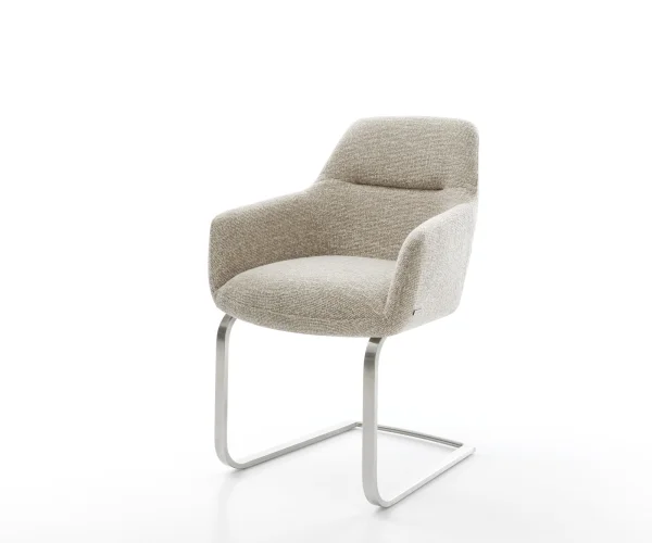 Freischwinger Pejo-Flex Webstoff Soft Beige Freischwinger flach Edelstahl Taschenfederkern