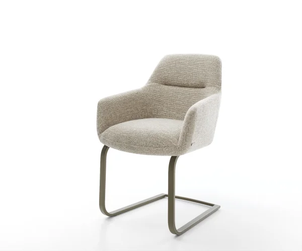 Freischwinger Pejo-Flex Webstoff Soft Beige Freischwinger flach Effektfinish Titan Taschenfederkern