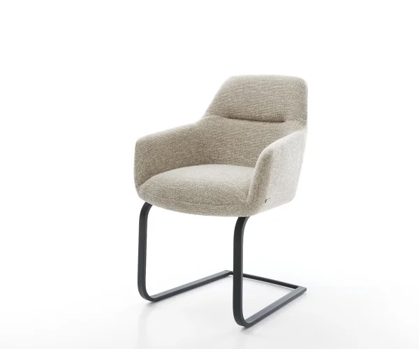 Freischwinger Pejo-Flex Webstoff Soft Beige Freischwinger flach Schwarz Taschenfederkern