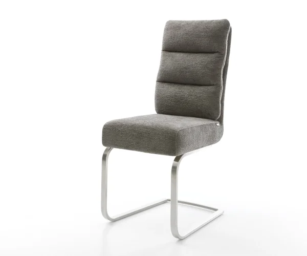 Freischwinger Pela-Flex Bouclé Soft Schlamm Freischwinger flach Edelstahl Taschenfederkern