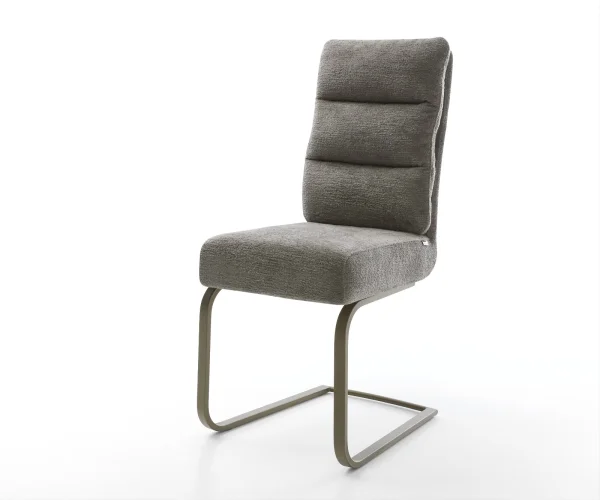 Freischwinger Pela-Flex Bouclé Soft Schlamm Freischwinger flach Effektfinish Titan Taschenfederkern