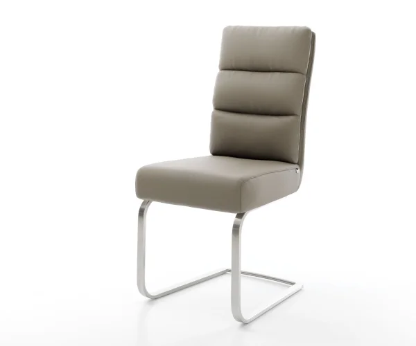 Freischwinger Pela-Flex Echt-Leder Schlamm Freischwinger flach Edelstahl Taschenfederkern