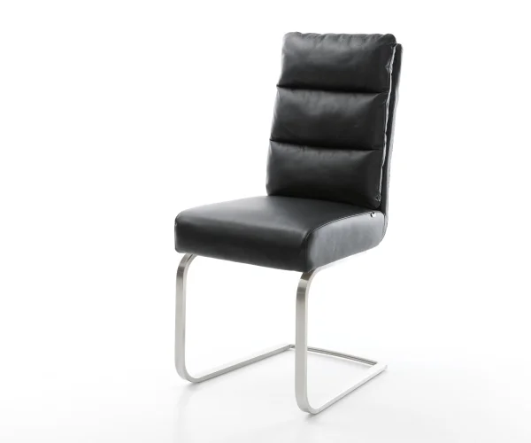 Freischwinger Pela-Flex Echt-Leder Schwarz Freischwinger flach Edelstahl Taschenfederkern
