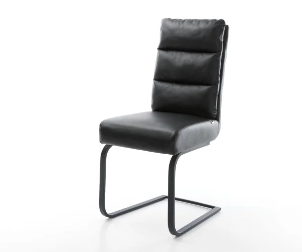 Freischwinger Pela-Flex Echt-Leder Schwarz Freischwinger flach Schwarz Taschenfederkern