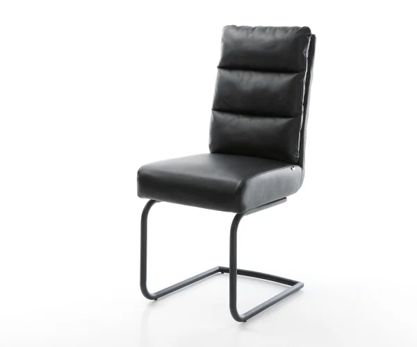 Freischwinger Pela-Flex Echt-Leder Schwarz Freischwinger rund Schwarz Taschenfederkern
