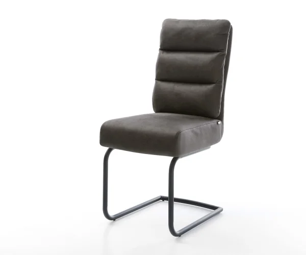 Freischwinger Pela-Flex Mikrofaser Anthrazit Vintage Freischwinger rund Schwarz Taschenfederkern