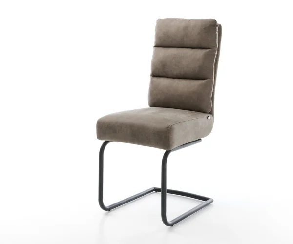 Freischwinger Pela-Flex Mikrofaser Taupe Vintage Freischwinger rund Schwarz Taschenfederkern