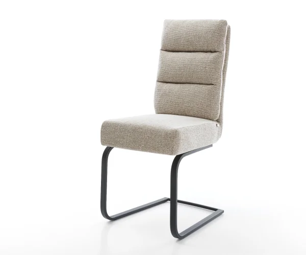 Freischwinger Pela-Flex Webstoff Soft Beige Freischwinger flach Schwarz Taschenfederkern