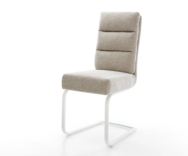 Freischwinger Pela-Flex Webstoff Soft Beige Freischwinger flach Weiß Taschenfederkern