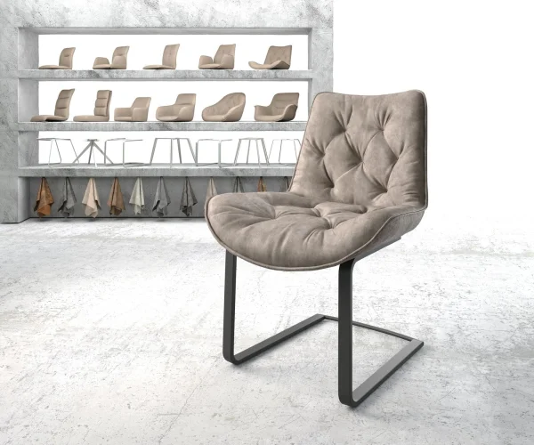 Freischwinger Taimi-Flex Mikrofaser Taupe Vintage Freischwinger flach Schwarz