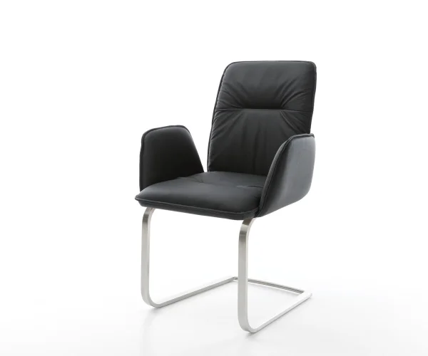 Freischwinger Vinja-Flex Echt-Leder Schwarz Freischwinger flach Edelstahl