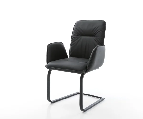 Freischwinger Vinja-Flex Echt-Leder Schwarz Freischwinger flach Schwarz