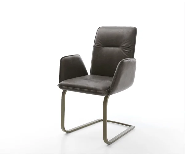 Freischwinger Vinja-Flex Mikrofaser Anthrazit Vintage Freischwinger flach Effektfinish Titan