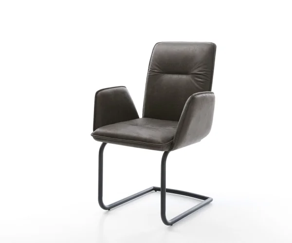 Freischwinger Vinja-Flex Mikrofaser Anthrazit Vintage Freischwinger rund Schwarz
