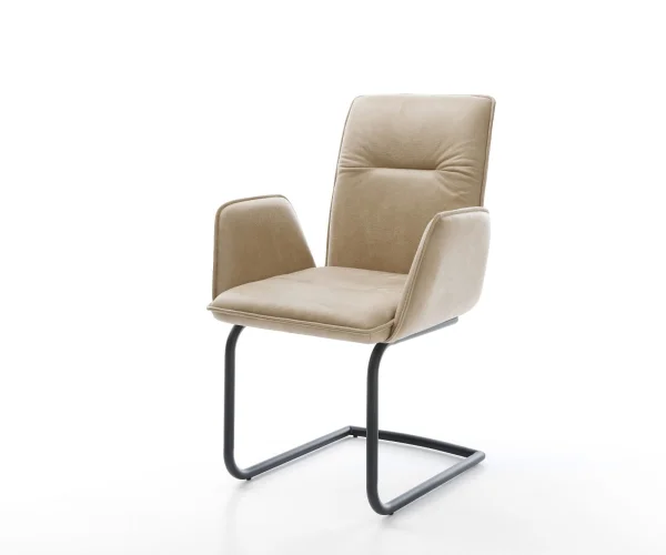 Freischwinger Vinja-Flex Mikrofaser Beige Vintage Freischwinger rund Schwarz