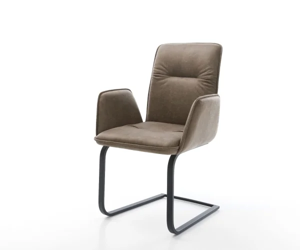 Freischwinger Vinja-Flex Mikrofaser Taupe Vintage Freischwinger flach Schwarz