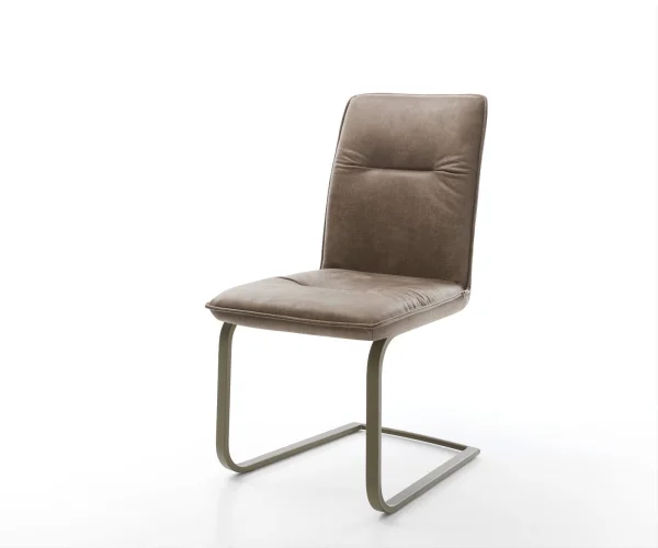 Freischwinger Vinjo-Flex Mikrofaser Taupe Vintage Freischwinger flach Effektfinish Titan