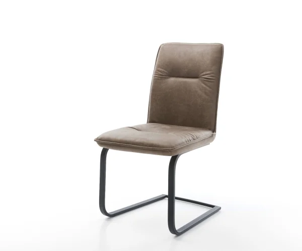 Freischwinger Vinjo-Flex Mikrofaser Taupe Vintage Freischwinger flach Schwarz