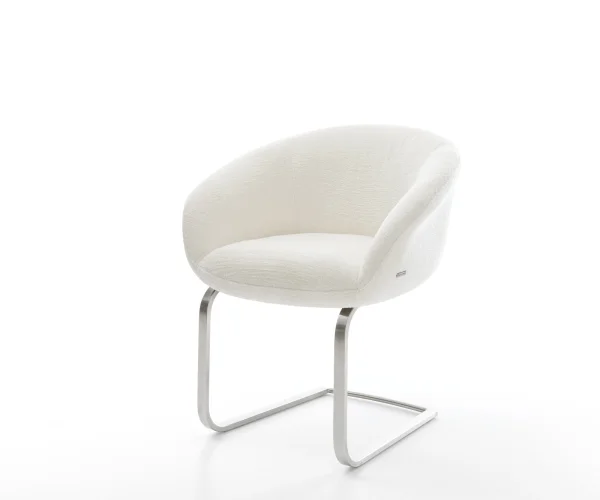 Freischwinger Vinka-Flex mit Armlehnen Bouclé Soft Beige Freischwinger flach Edelstahl Taschenfederkern