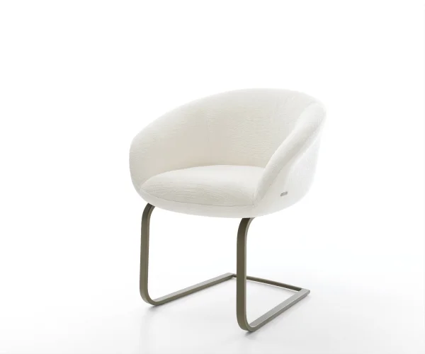 Freischwinger Vinka-Flex mit Armlehnen Bouclé Soft Beige Freischwinger flach Effektfinish Titan Taschenfederkern