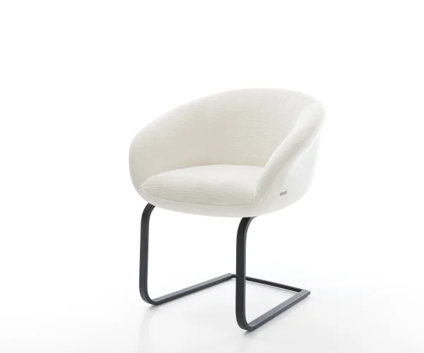 Freischwinger Vinka-Flex mit Armlehnen Bouclé Soft Beige Freischwinger flach Schwarz Taschenfederkern