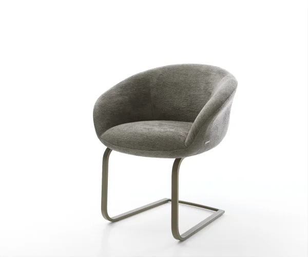 Freischwinger Vinka-Flex mit Armlehnen Bouclé Soft Schlamm Freischwinger flach Effektfinish Titan Taschenfederkern