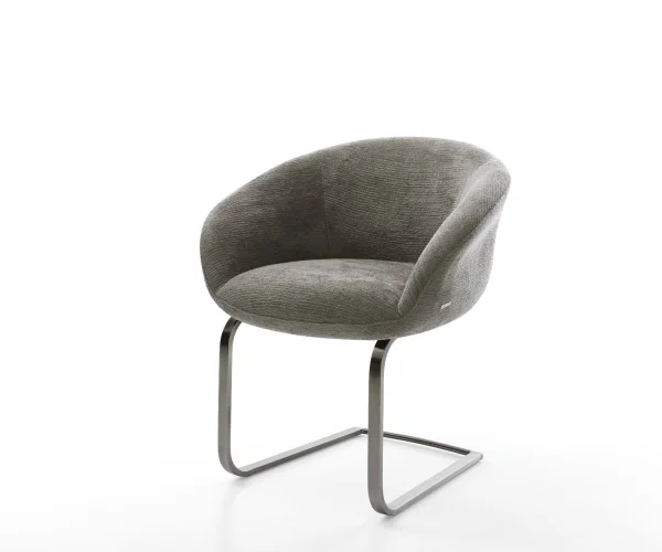 Freischwinger Vinka-Flex mit Armlehnen Bouclé Soft Schlamm Freischwinger flach Graphit Taschenfederkern