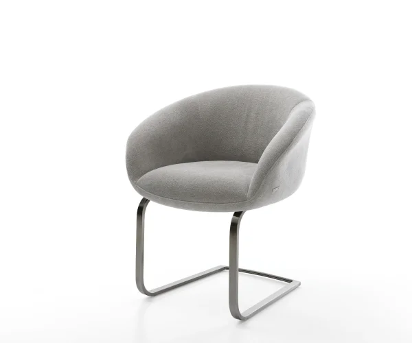 Freischwinger Vinka-Flex mit Armlehnen Strukturstoff Soft Grau Freischwinger flach Graphit Taschenfederkern