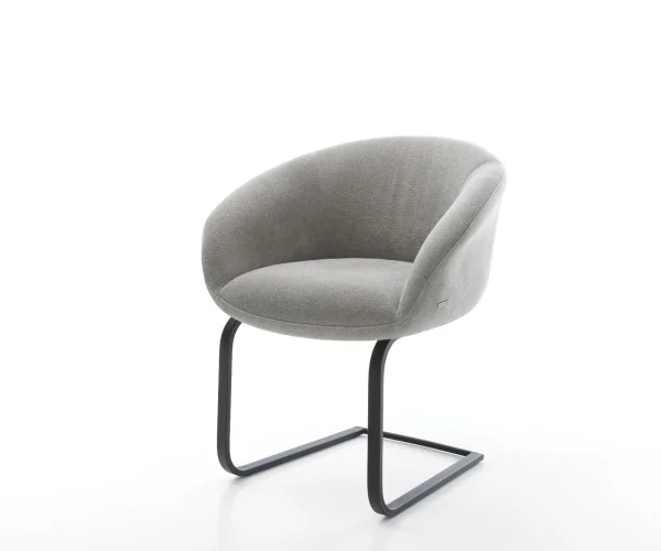 Freischwinger Vinka-Flex mit Armlehnen Strukturstoff Soft Grau Freischwinger flach Schwarz Taschenfederkern