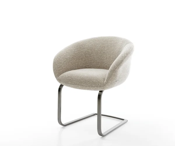 Freischwinger Vinka-Flex mit Armlehnen Webstoff Soft Beige Freischwinger flach Graphit Taschenfederkern