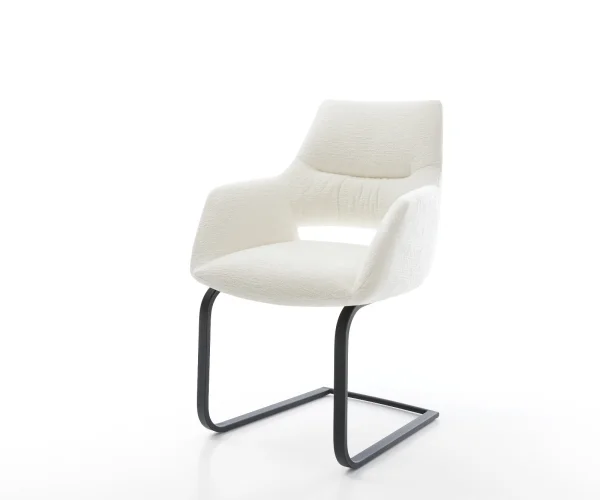 Freischwinger Yago-Flex mit Armlehnen Bouclé Soft Beige Freischwinger flach Schwarz Taschenfederkern