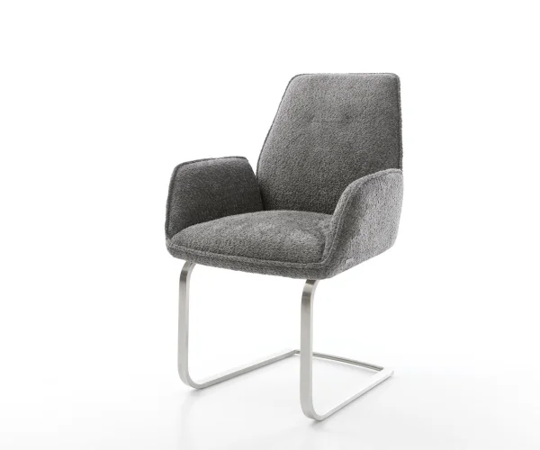 Freischwinger Zoa-Flex Bouclé Grau Freischwinger flach Edelstahl Taschenfederkern