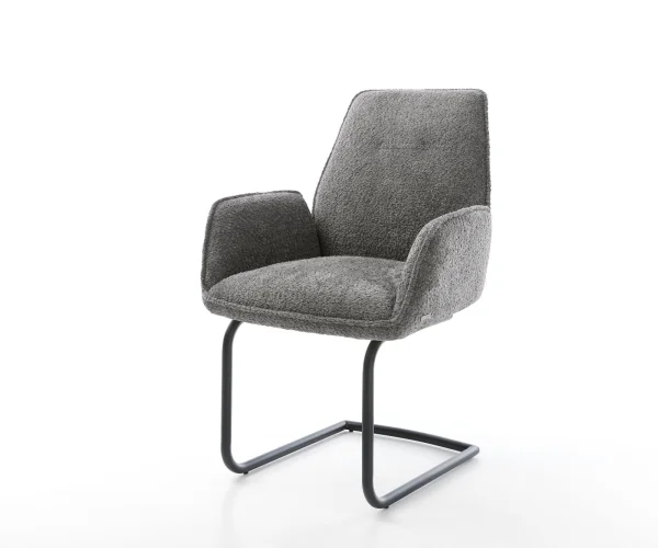 Freischwinger Zoa-Flex Bouclé Grau Freischwinger rund Schwarz Taschenfederkern