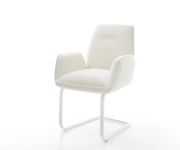 Freischwinger Zoa-Flex Bouclé Soft Beige Freischwinger flach Weiß Taschenfederkern