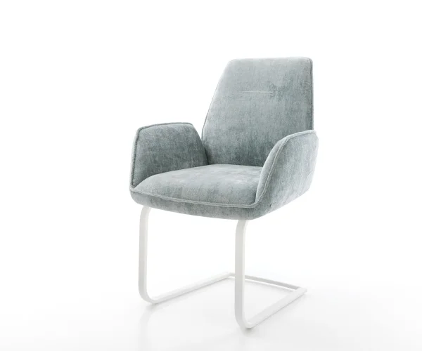 Freischwinger Zoa-Flex Chenille Pastellblau Freischwinger flach Weiß Taschenfederkern