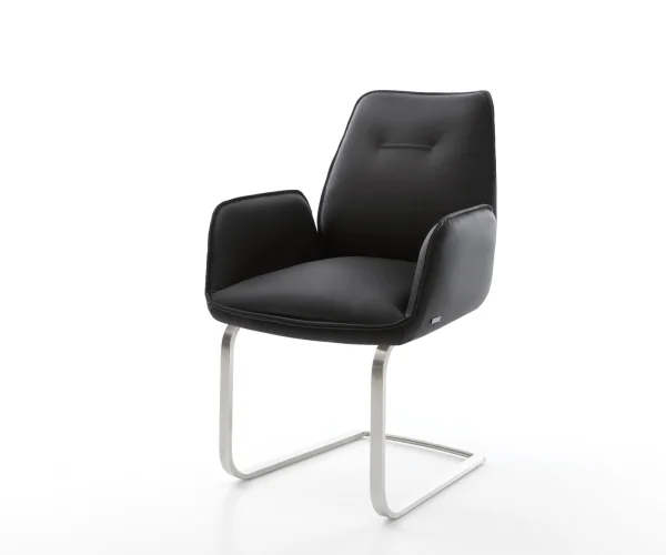 Freischwinger Zoa-Flex Echt-Leder Schwarz Freischwinger flach Edelstahl Taschenfederkern
