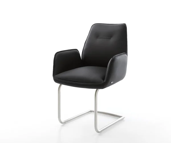 Freischwinger Zoa-Flex Echt-Leder Schwarz Freischwinger rund Edelstahl Taschenfederkern