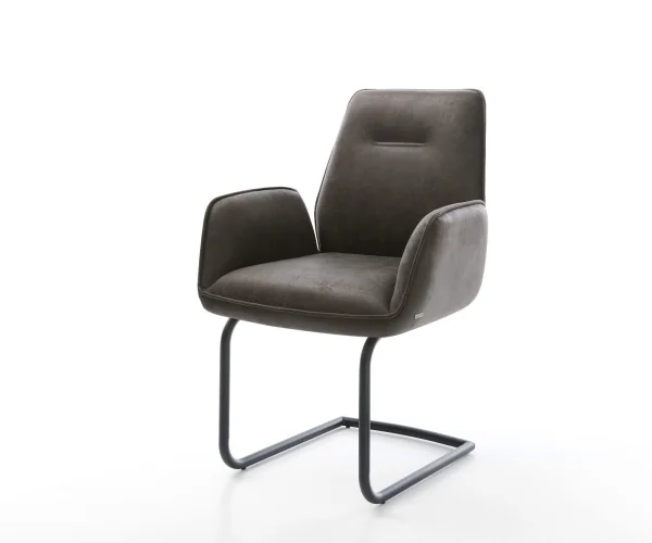 Freischwinger Zoa-Flex Mikrofaser Anthrazit Vintage Freischwinger rund Schwarz Taschenfederkern