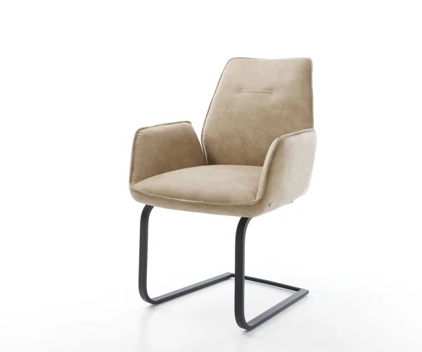 Freischwinger Zoa-Flex Mikrofaser Beige Vintage Freischwinger flach Schwarz Taschenfederkern