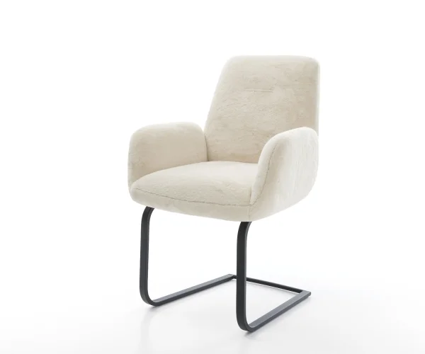 Freischwinger Zoa-Flex Plüsch Creme-Weiß Freischwinger flach Schwarz Taschenfederkern