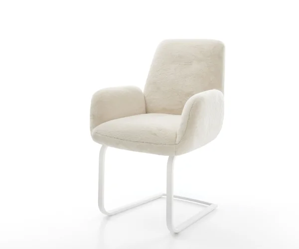 Freischwinger Zoa-Flex Plüsch Creme-Weiß Freischwinger flach Weiß Taschenfederkern