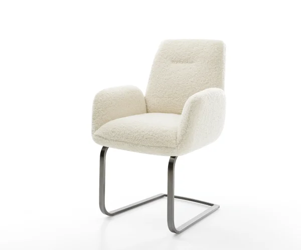 Freischwinger Zoa-Flex Teddystoff Beige Freischwinger flach Graphit Taschenfederkern