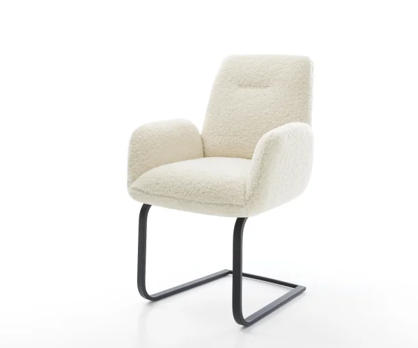 Freischwinger Zoa-Flex Teddystoff Beige Freischwinger flach Schwarz Taschenfederkern