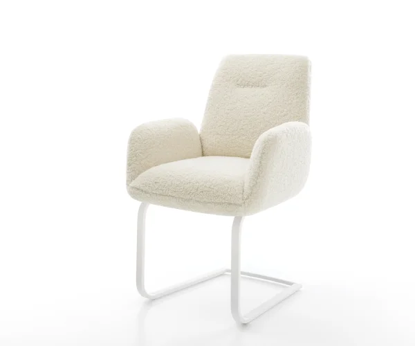 Freischwinger Zoa-Flex Teddystoff Beige Freischwinger flach Weiß Taschenfederkern