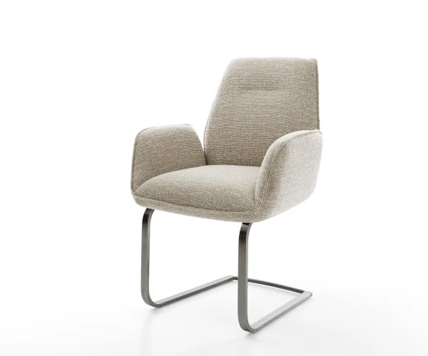 Freischwinger Zoa-Flex Webstoff Soft Beige Freischwinger flach Graphit Taschenfederkern