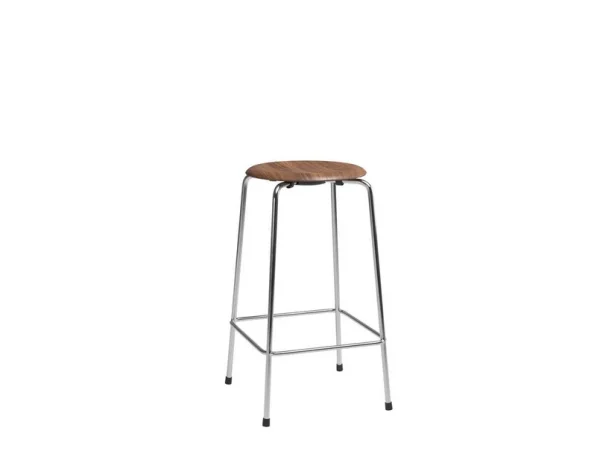 FRITZ HANSEN - High Dot Barhocker, 76cm, chrom/walnuss, Holz