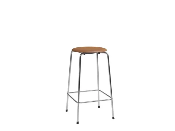 FRITZ HANSEN - High Dot Barhocker 76cm, chrom/walnuss, Leder
