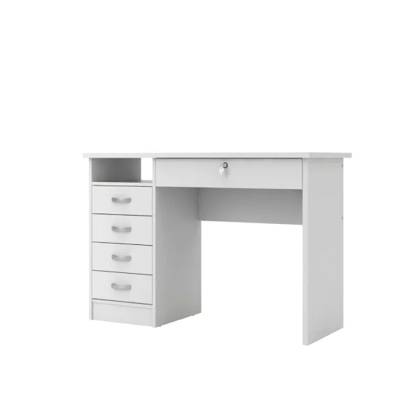 Fula Schreibtisch 5 Schubladen weiss.