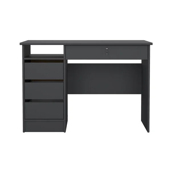 FunctionPlus Schreibtisch 1 Ablage, 4 Schubladen matte grau.